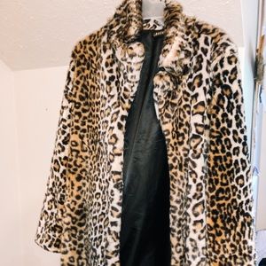 Faux cheetah print overcoat